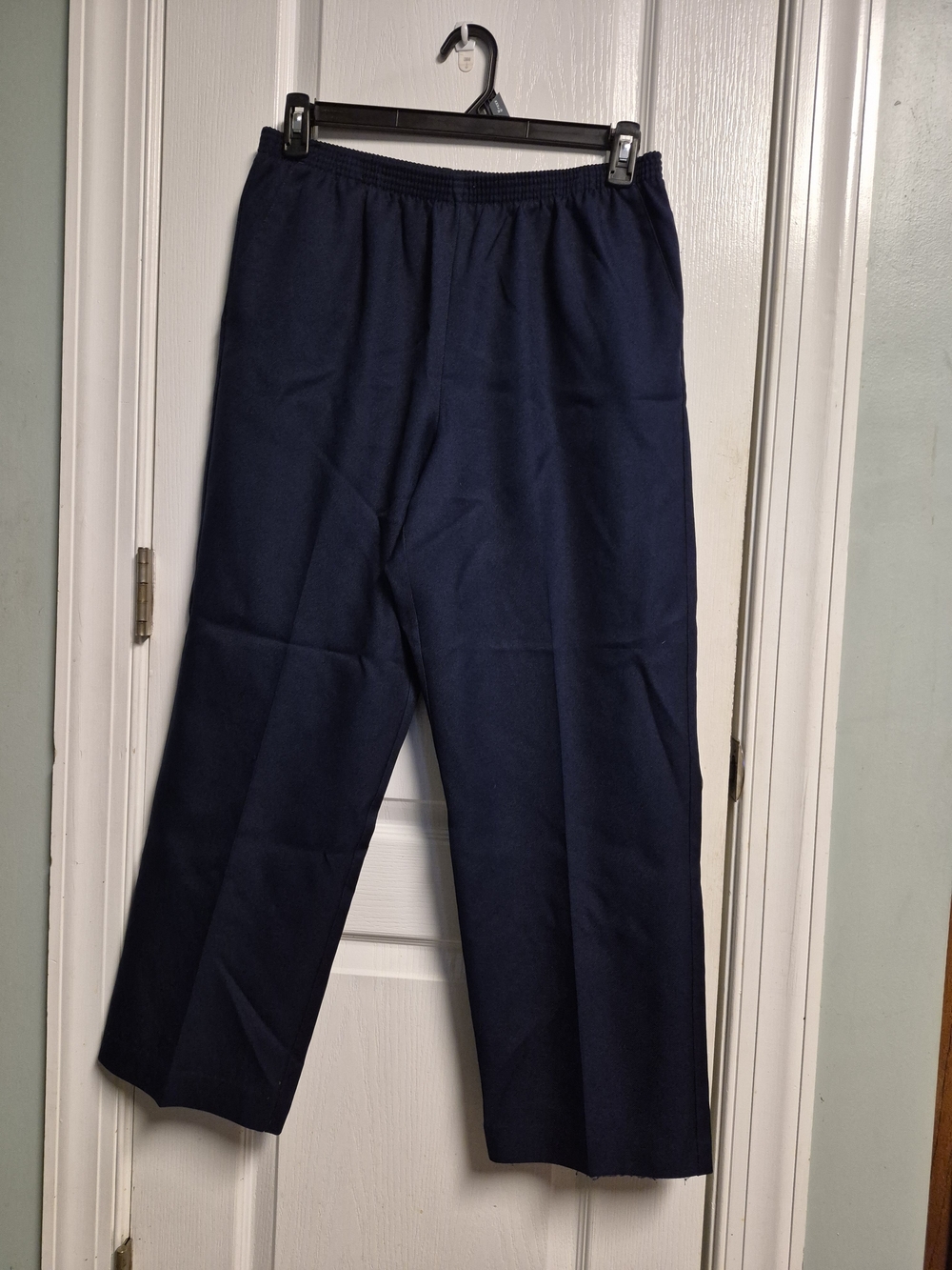 Alfred Dunner Womens Dark Navy Elastic-Waist Pants 12 Career Workwear Office